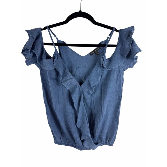 Moa Moa Chambray Cold Shoulder Blouse- size M - Picture 1 of 6